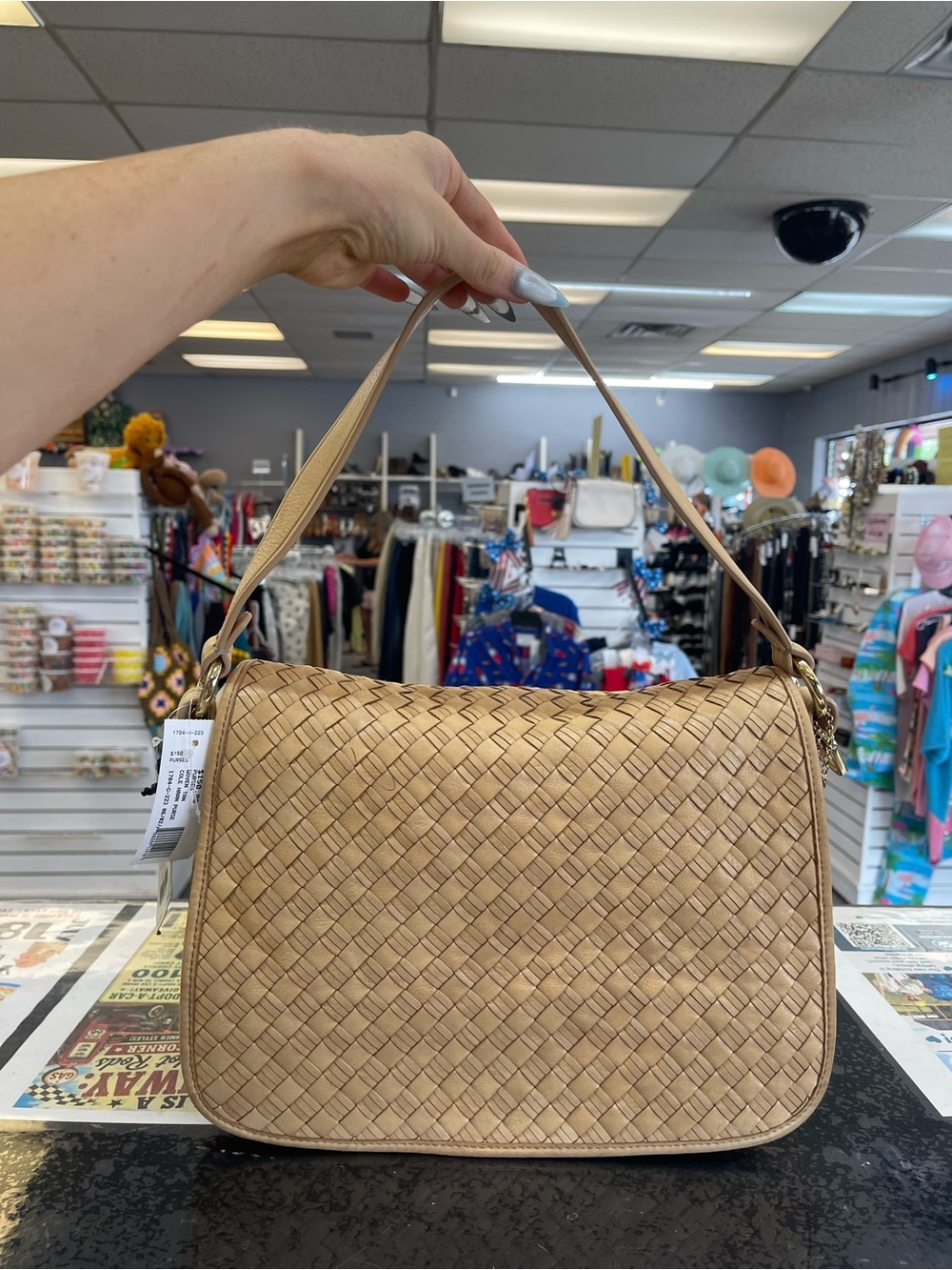 Cole Haan Woven Beige Shoulder Bag